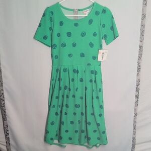 Womens Lularoe Amelia Playful Green Spiral Dress Great For Easter!